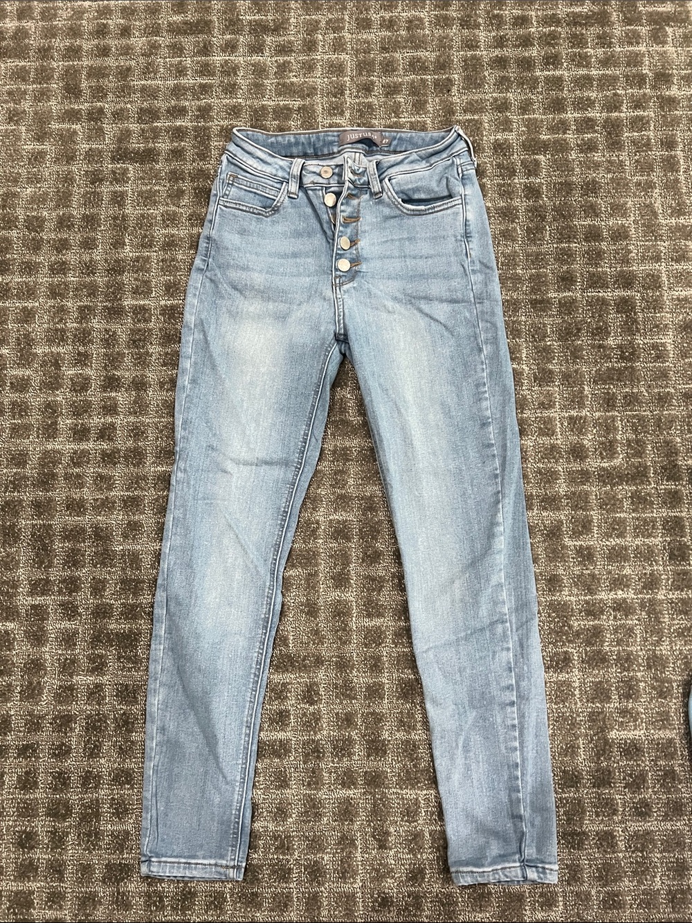 Just USA Light Blue High-Rise Button-Fly Skinny Jeans